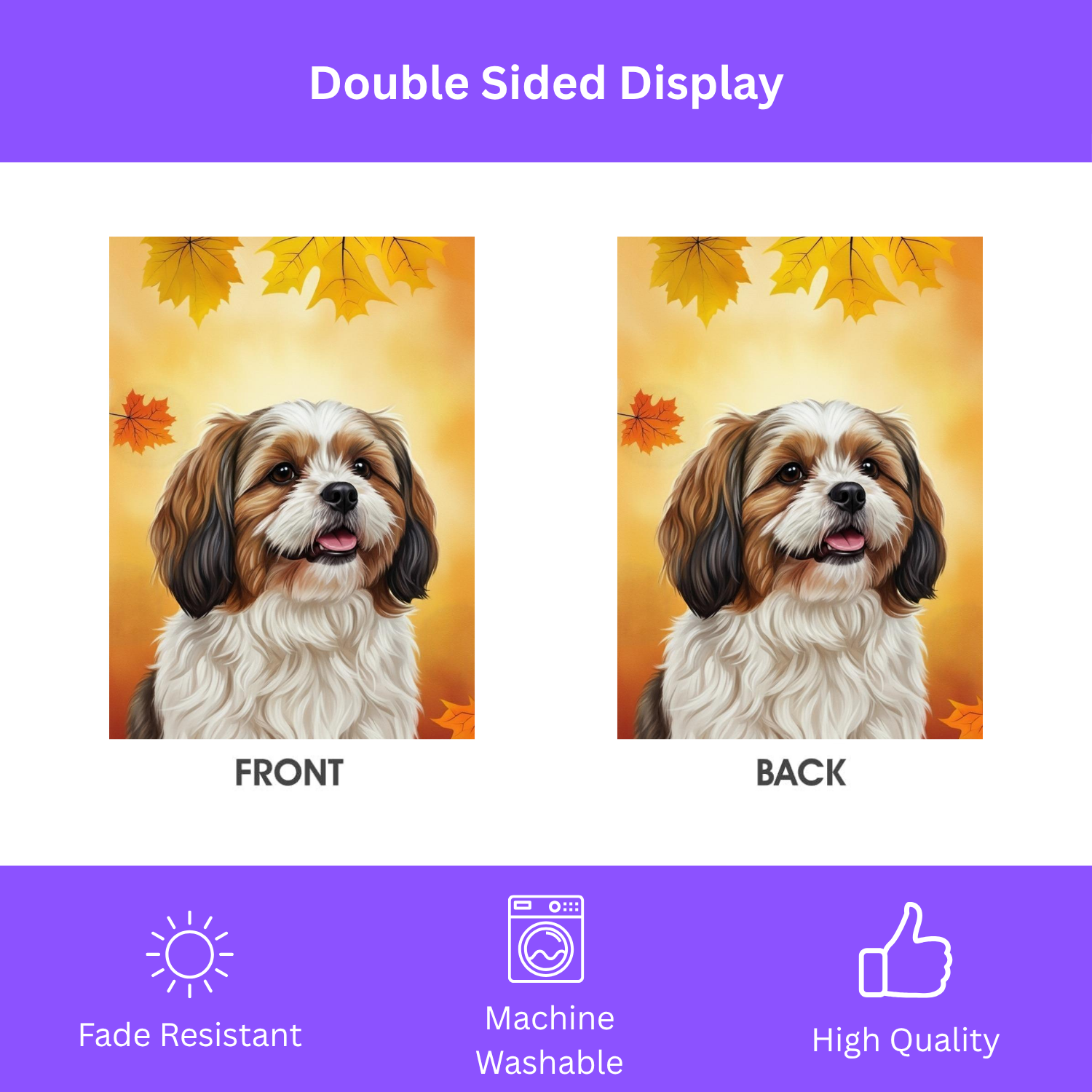 Fall Colors Shih Tzu Garden Flag - double-sided design - Dragonfire Gardens