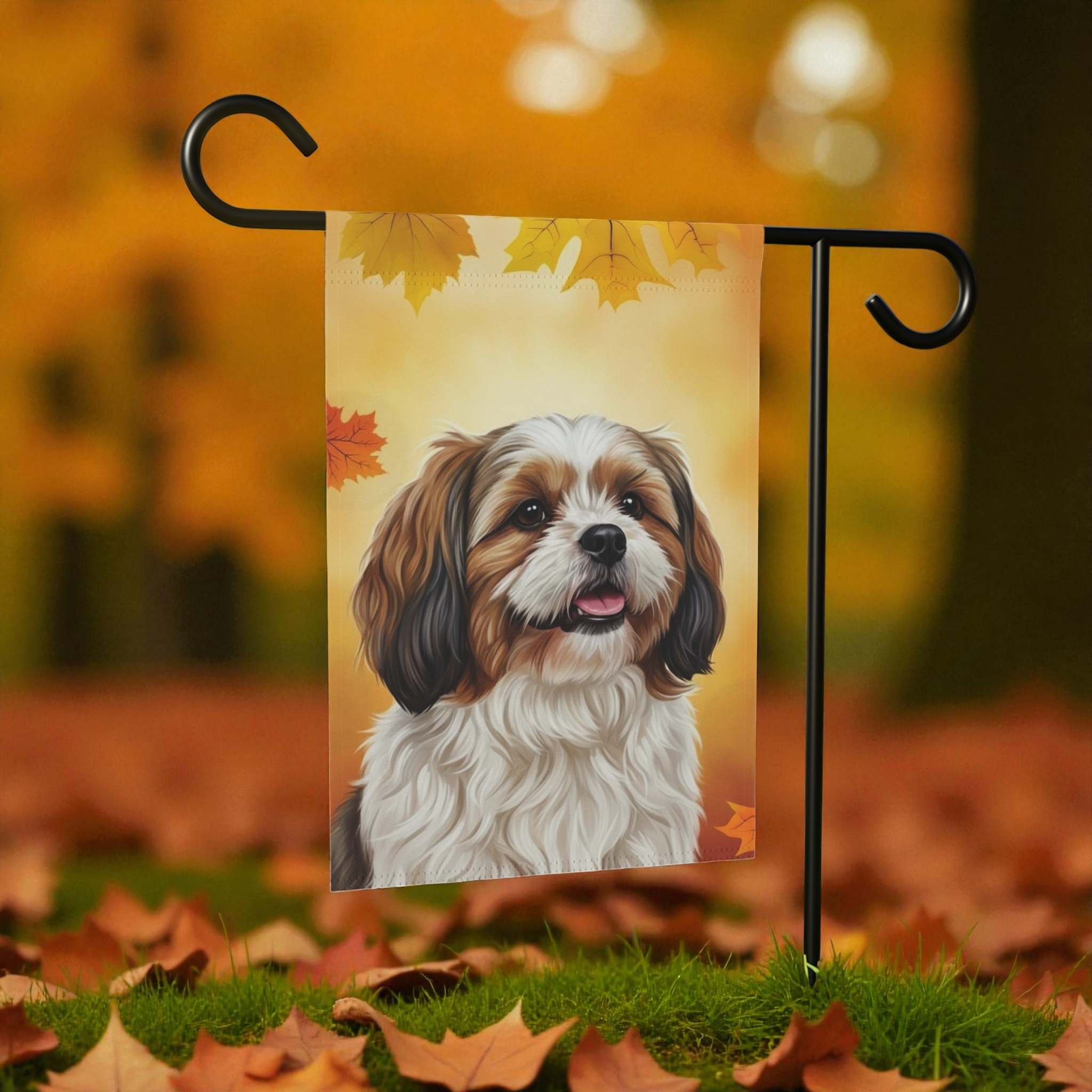 Fall Colors Shih Tzu Garden Flag - size comparison - Dragonfire Gardens