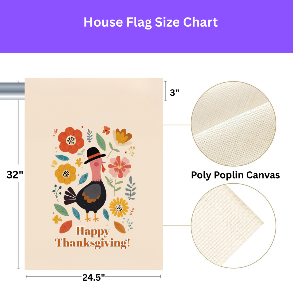 Happy Thanksgiving Black Pilgrim Hat Turkey Garden Flag - porch decor - Dragonfire Gardens
