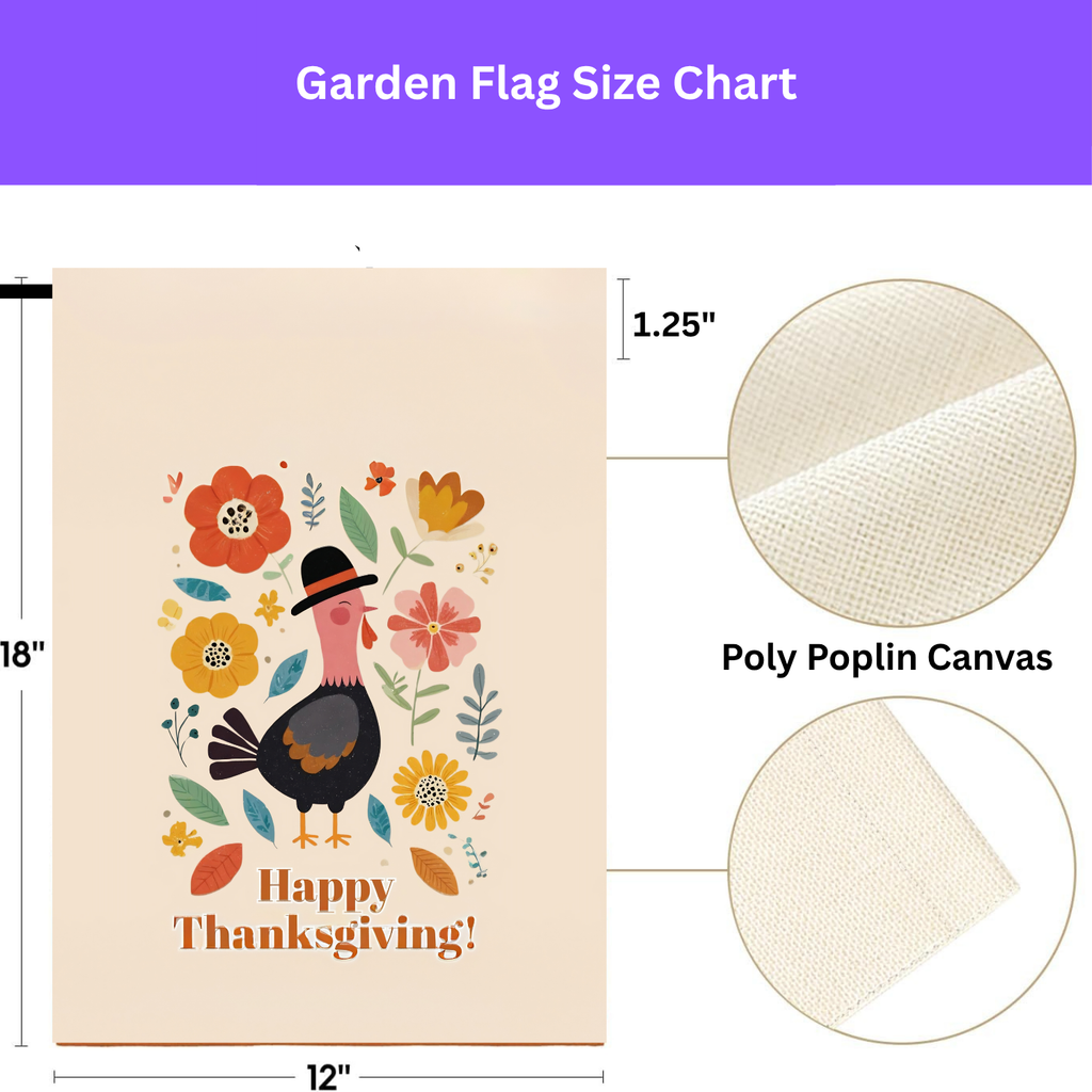 Happy Thanksgiving Black Pilgrim Hat Turkey Garden Flag - yard display - Dragonfire Gardens