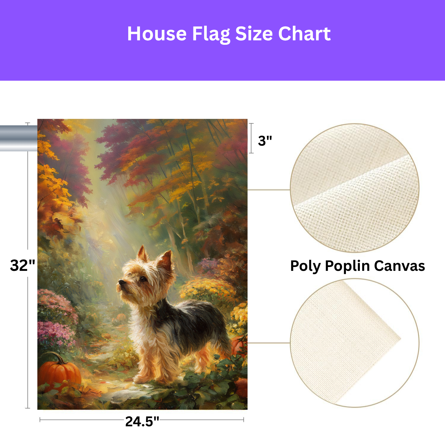 Pumpkin and Yorkshire Terrier Garden Flag - yard display - Dragonfire Gardens