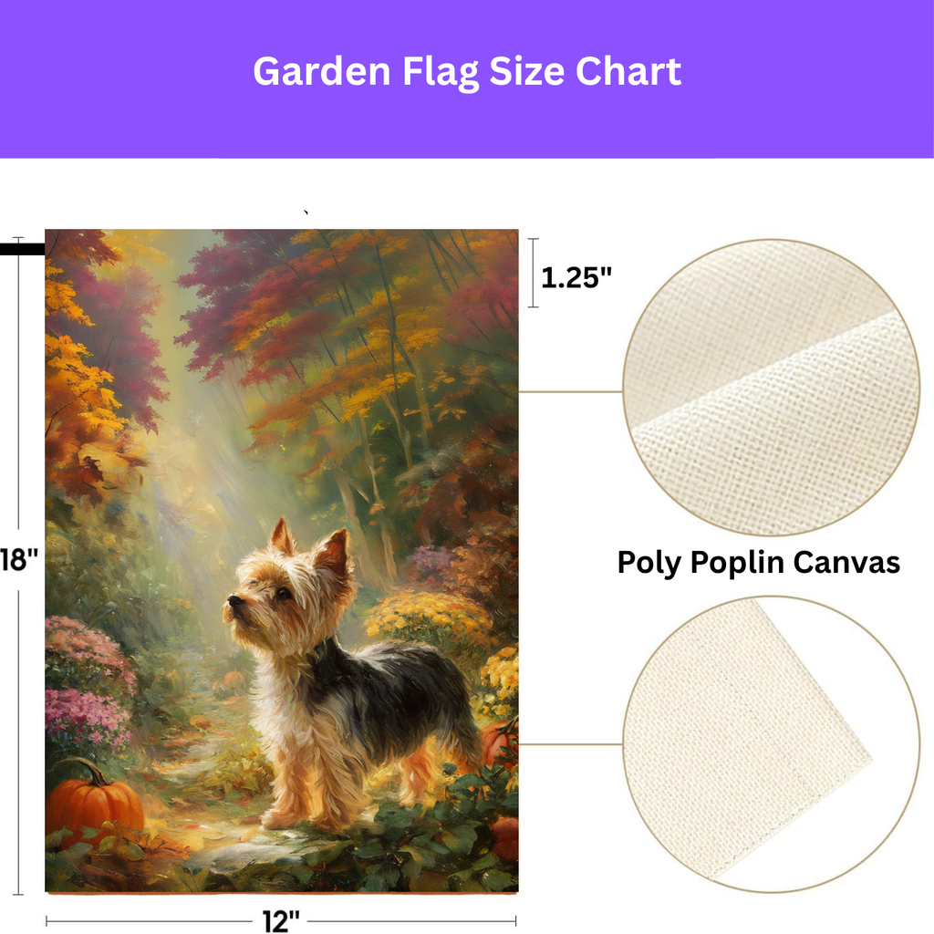 Pumpkin and Yorkshire Terrier Garden Flag - porch decor - Dragonfire Gardens