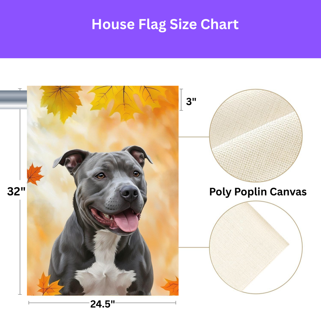 Fall Colors Gray Pitbull Garden Flag - yard display - Dragonfire Gardens