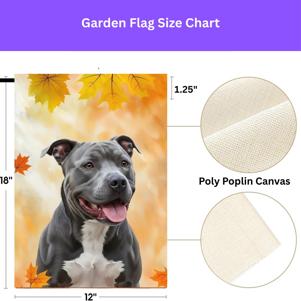 Fall Colors Gray Pitbull Garden Flag - porch decor - Dragonfire Gardens