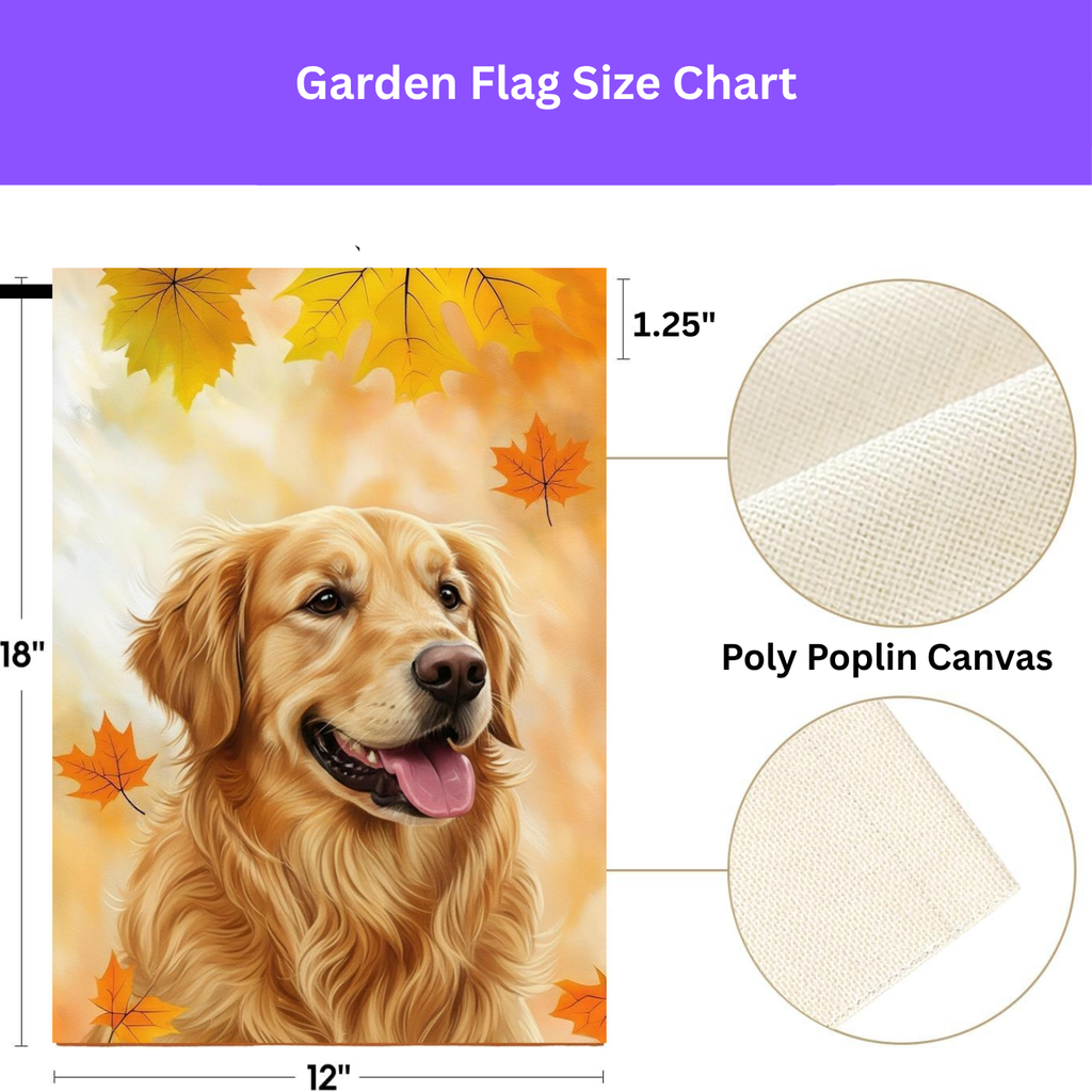 Fall Colors Golden Retriever Garden Flag - porch decor - Dragonfire Gardens