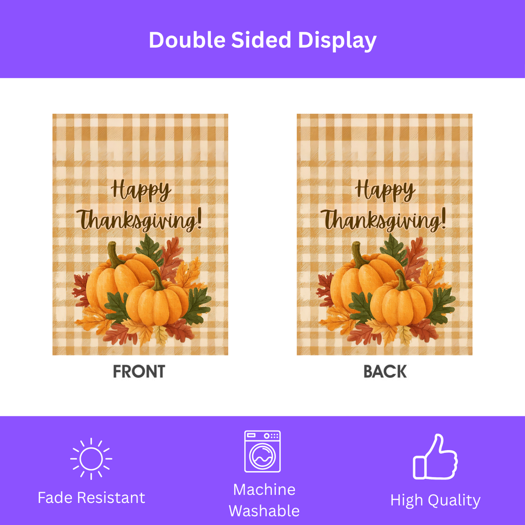 Two Pumpkin Thanksgiving Garden Flag - yard display - Dragonfire Gardens