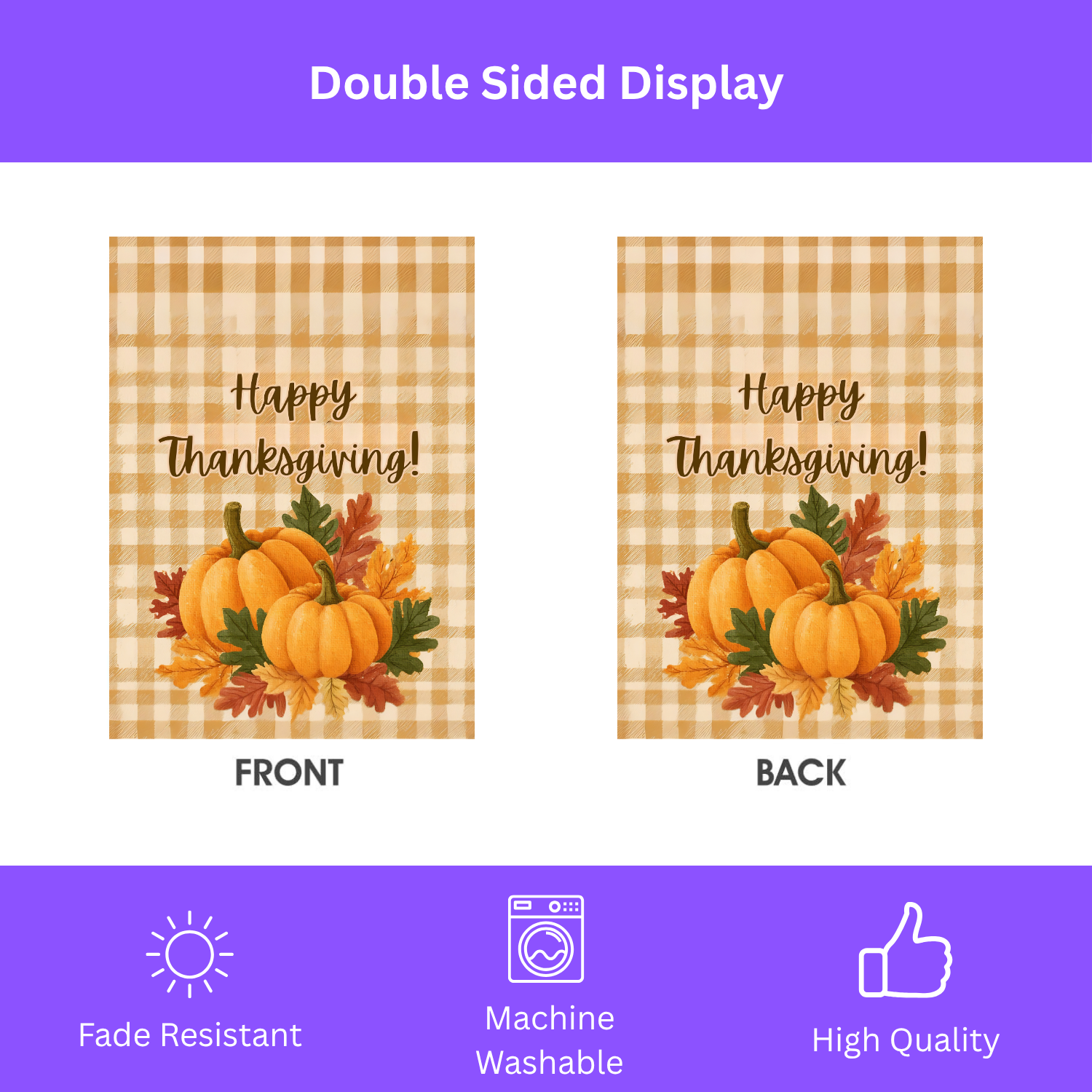 Two Pumpkin Thanksgiving Garden Flag - yard display - Dragonfire Gardens