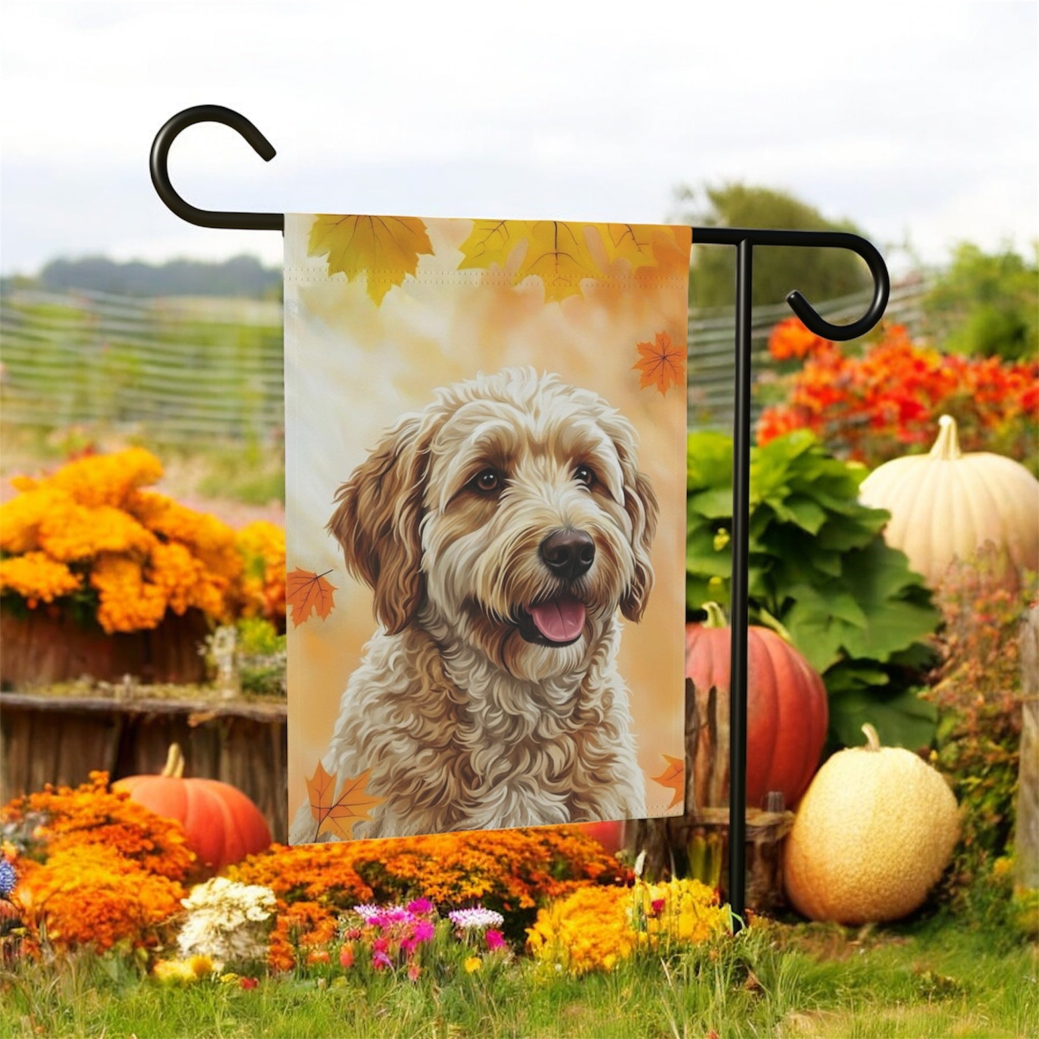 Fall Colors Golden Noodle Garden Flag - double-sided design - Dragonfire Gardens