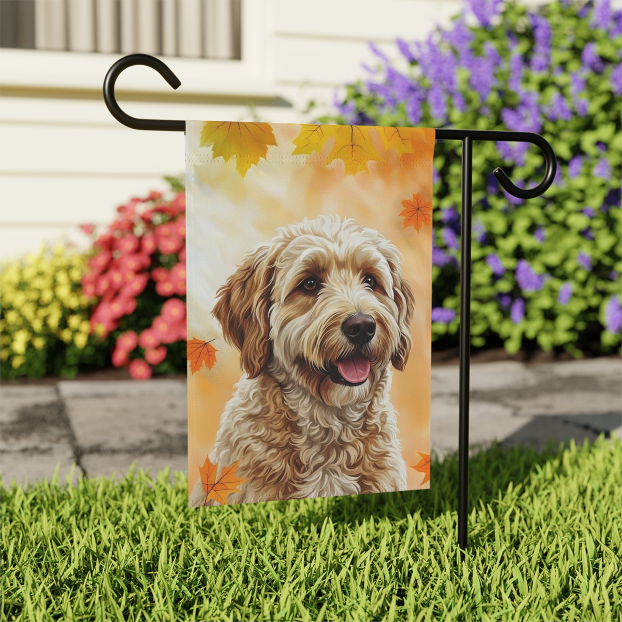 Fall Colors Golden Noodle Garden Flag - outdoor display - Dragonfire Gardens