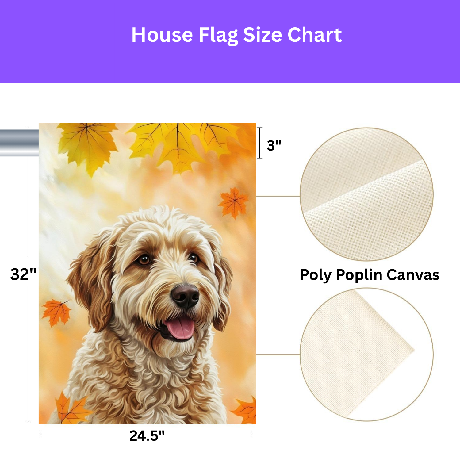 Fall Colors Golden Noodle Garden Flag - size comparison - Dragonfire Gardens
