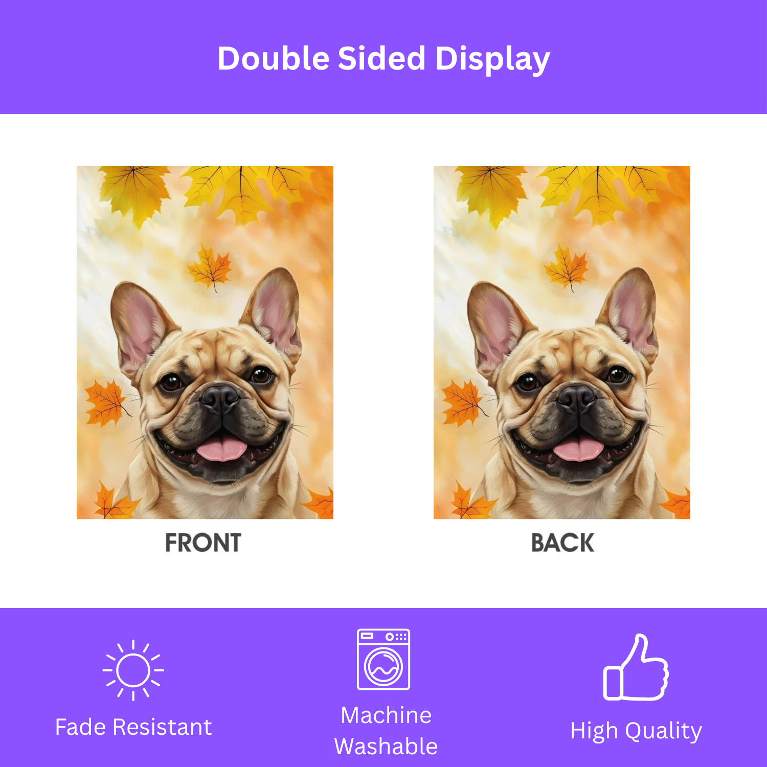 Fall Colors Frenchie Garden Flag - double-sided design - Dragonfire Gardens