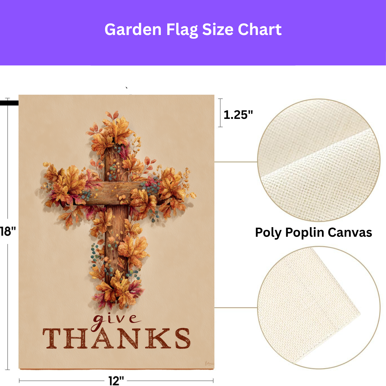 Give Thanks Fall Cross Garden Flag