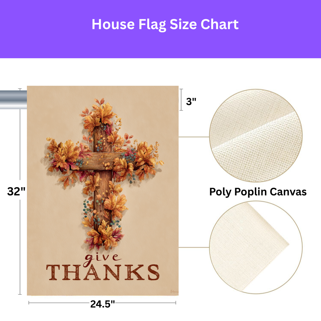 Give Thanks Fall Cross Garden Flag