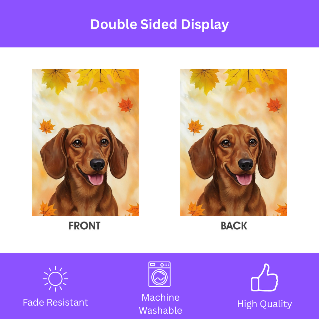 Fall Colors Dachshund Garden Flag - double-sided design - Dragonfire Gardens