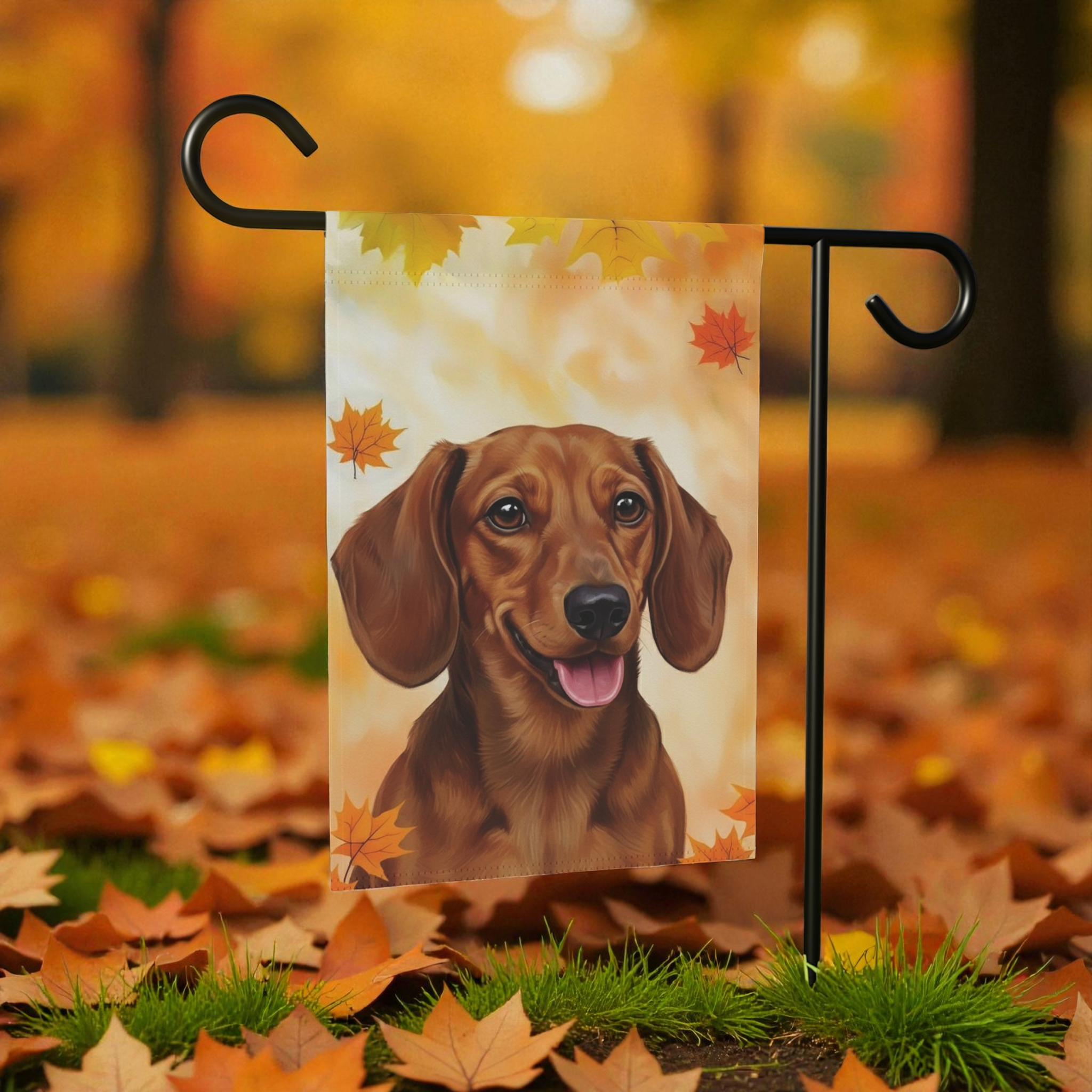 Fall Colors Dachshund Garden Flag - product detail - Dragonfire Gardens