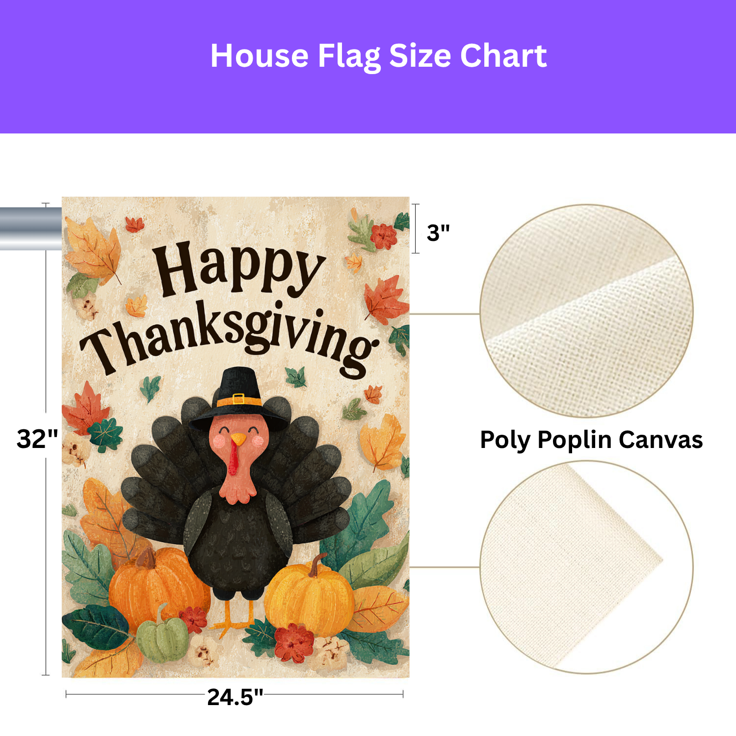 Happy Turkey Thanksgiving Garden Flag
