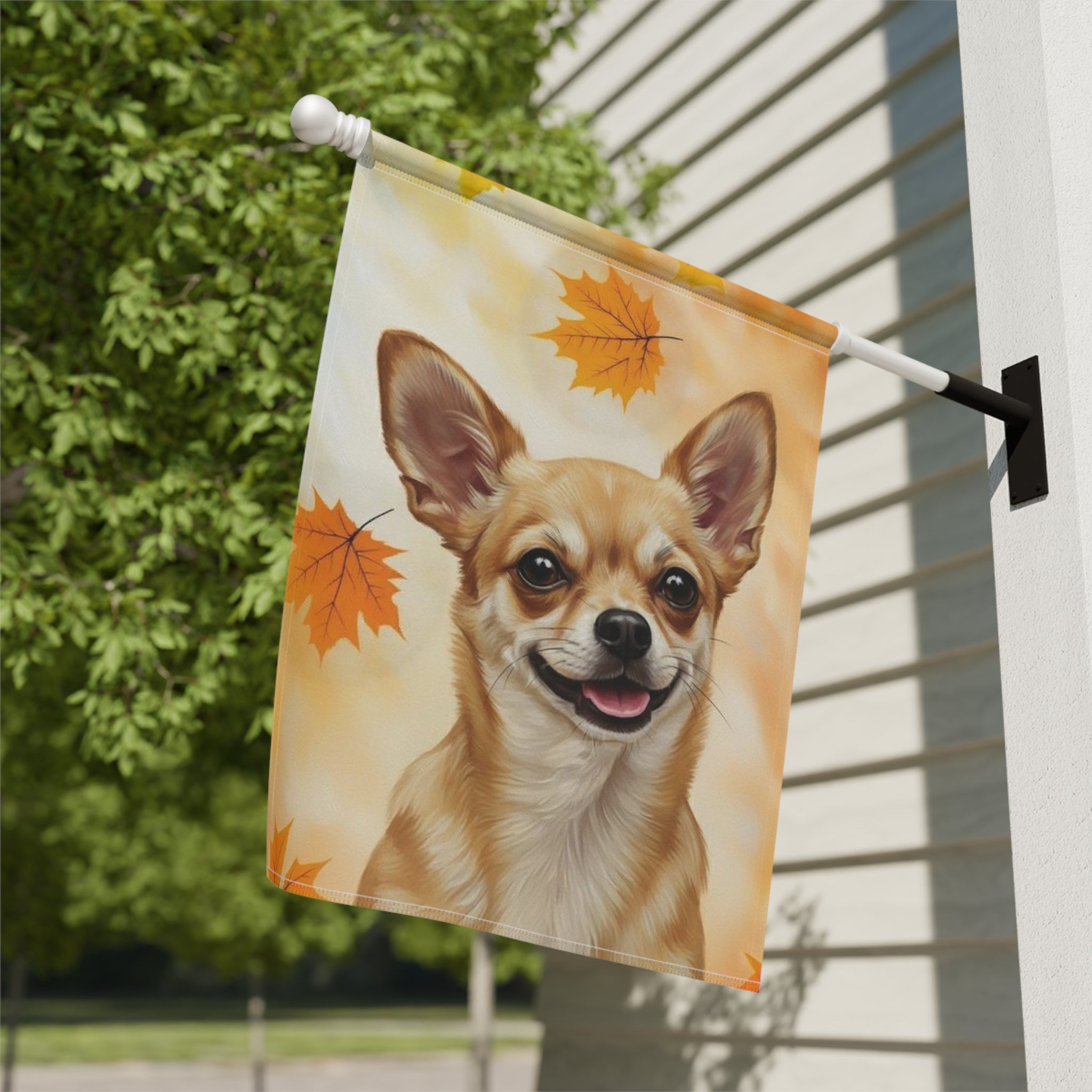 Fall Colors Chihuahua Garden Flag - close-up detail - Dragonfire Gardens