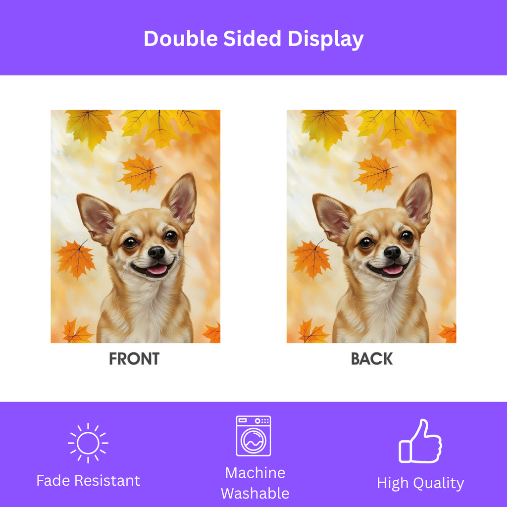Fall Colors Chihuahua Garden Flag - double-sided design - Dragonfire Gardens