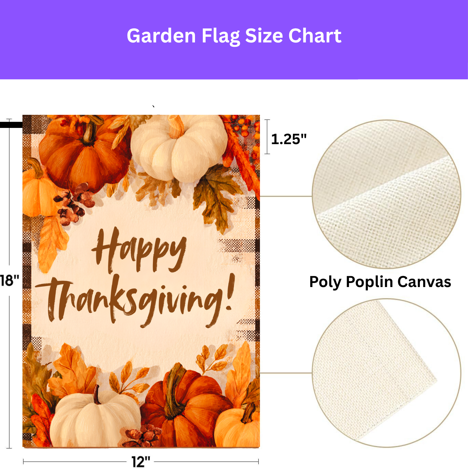 Pumpkin With Leaves Happy Thanksgiving Garden Flag - yard display - Dragonfire Gardens