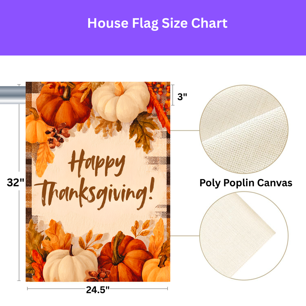 Pumpkin With Leaves Happy Thanksgiving Garden Flag - porch decor - Dragonfire Gardens
