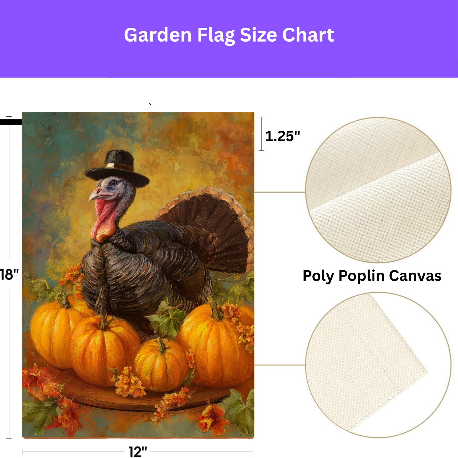 Pilgrim Turkey Thanksgiving Garden Flag - product detail - Dragonfire Gardens