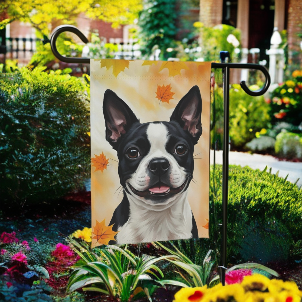 Fall Colors Boston Terrier Garden Flag - porch decor - Dragonfire Gardens