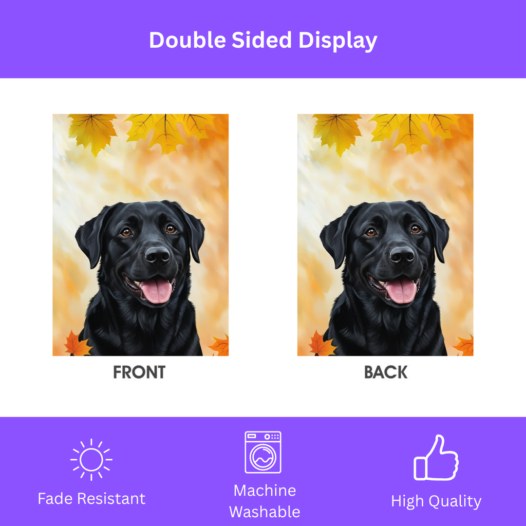 Fall Colors Black Labrador Retriever Garden Flag - double-sided design - Dragonfire Gardens