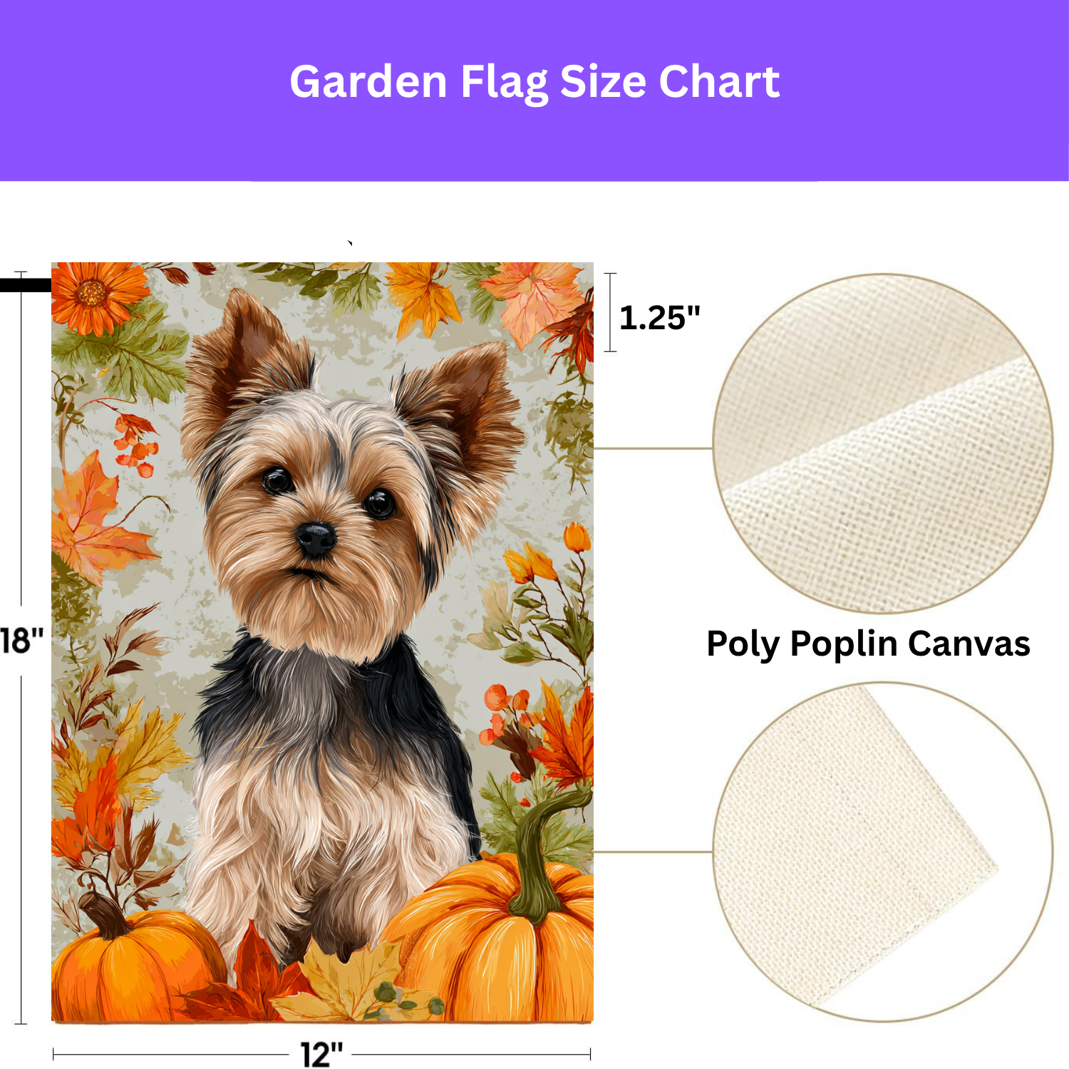 Fall Pumpkins and Yorkie Garden Flag - porch decor - Dragonfire Gardens