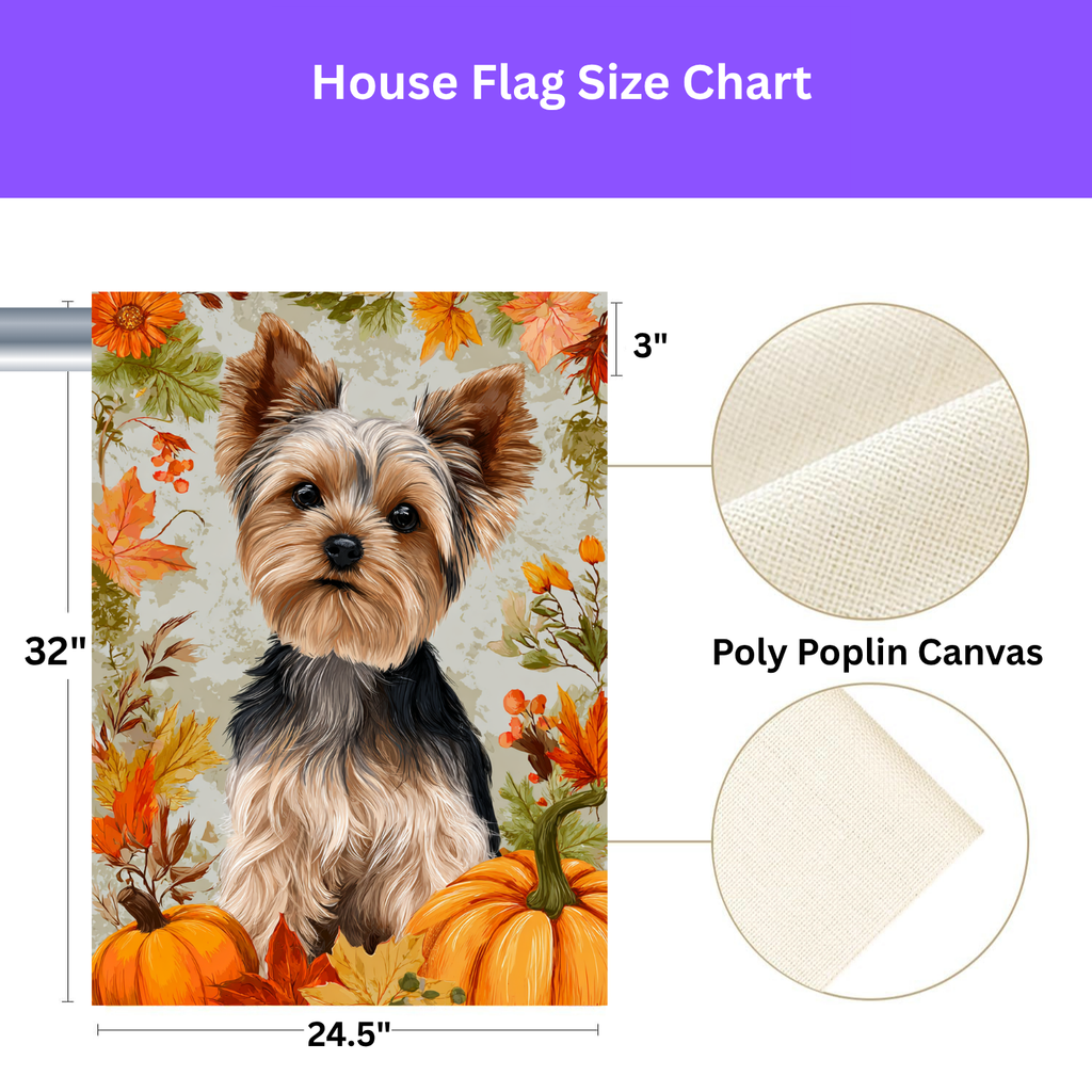 Fall Pumpkins and Yorkie Garden Flag - yard display - Dragonfire Gardens