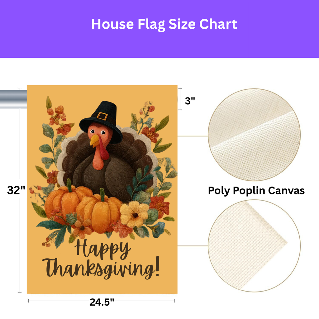 Wide-Eyed Turkey Happy Thanksgiving Garden Flag - yard display - Dragonfire Gardens