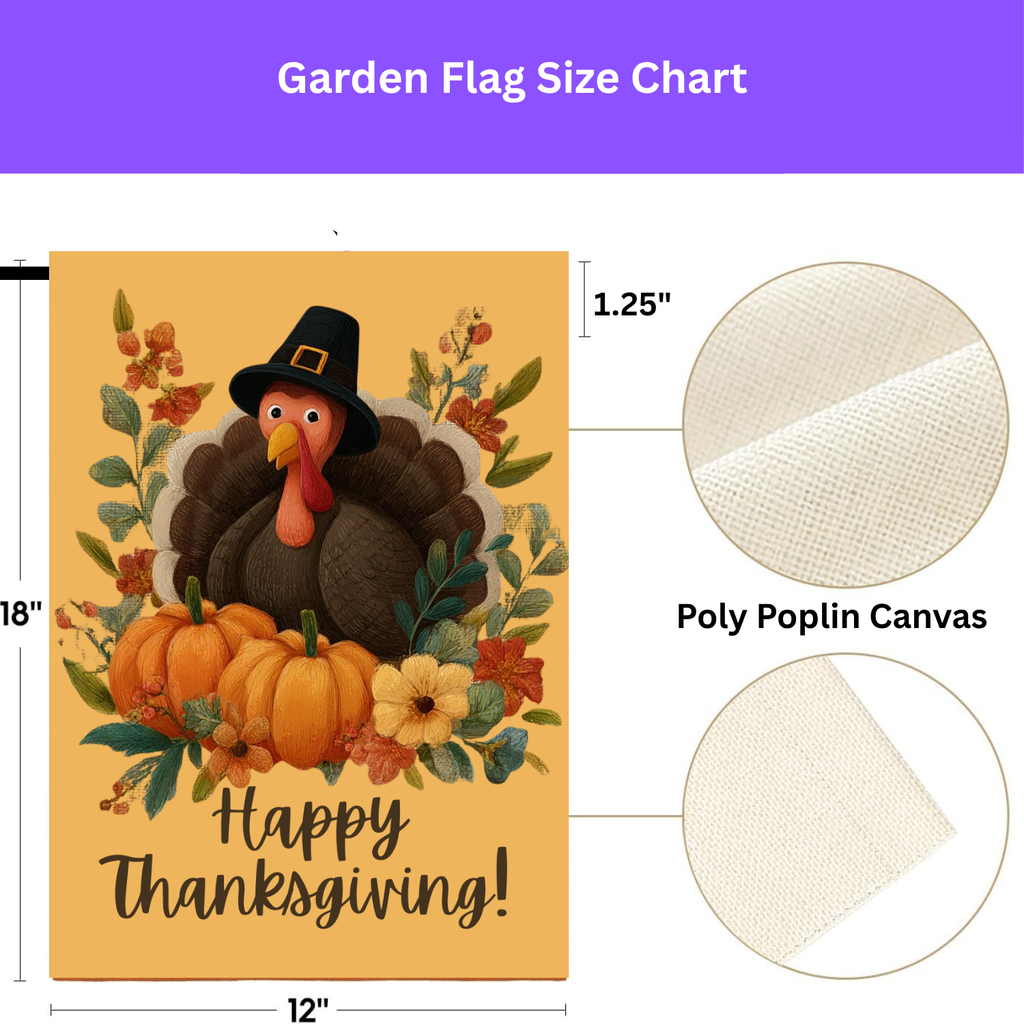 Wide-Eyed Turkey Happy Thanksgiving Garden Flag - porch decor - Dragonfire Gardens