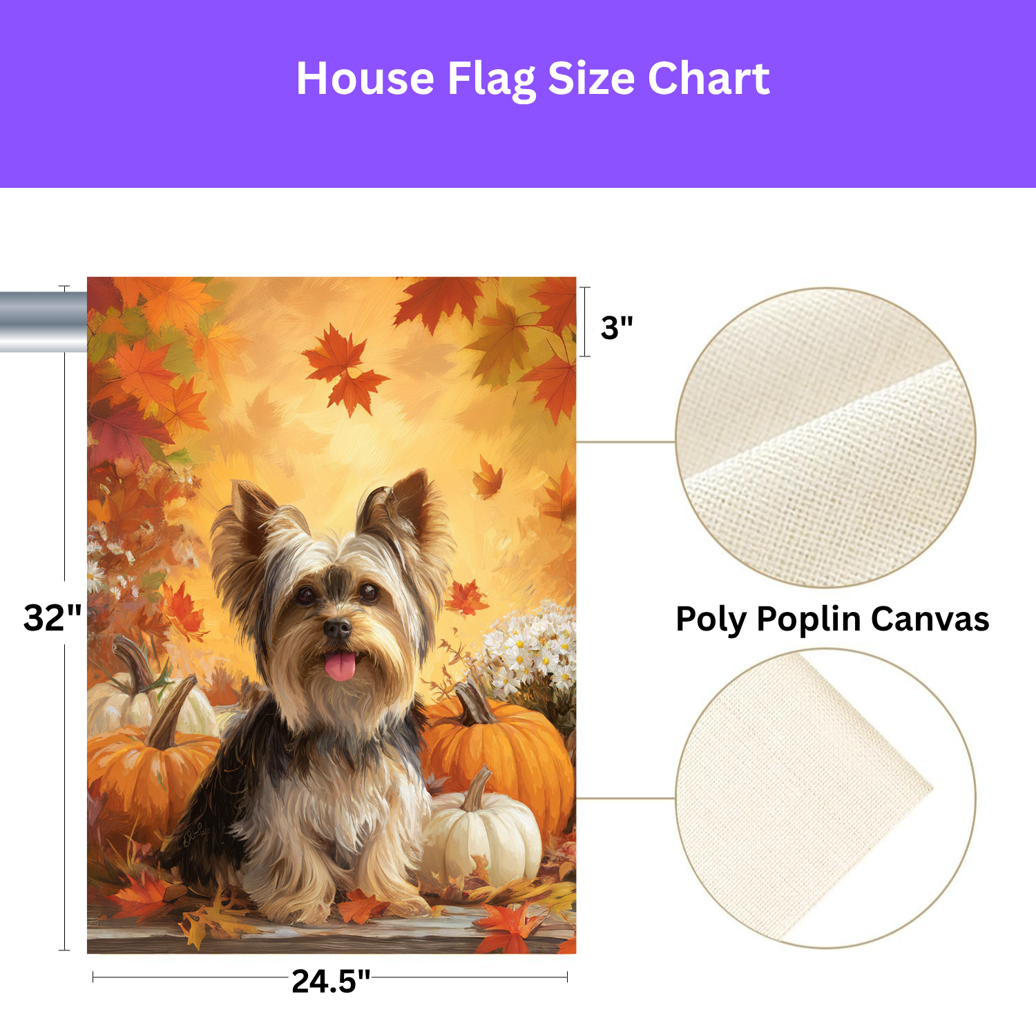 Yorkie and Four Pumpkins Garden Flag