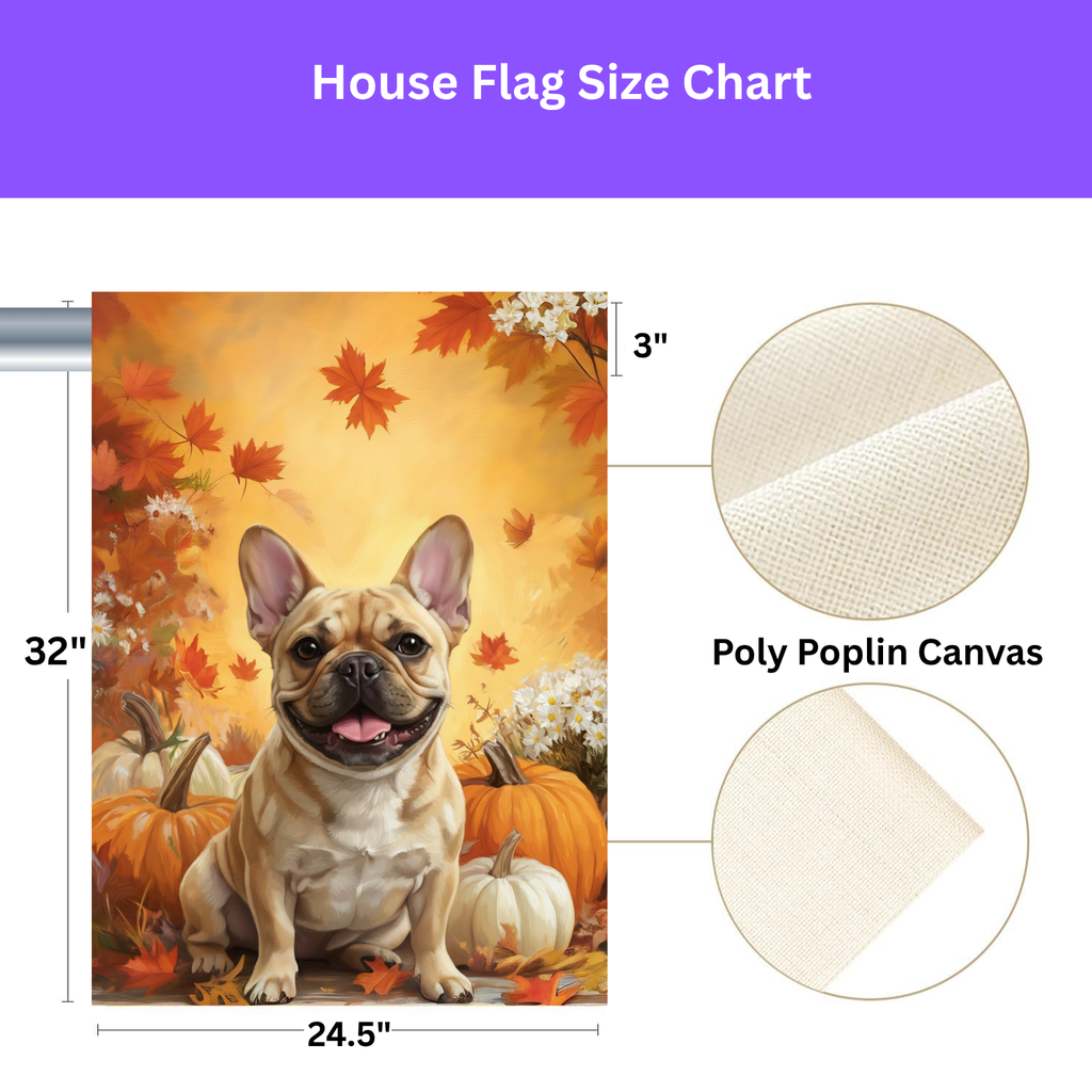 Frenchie and Four Pumpkins Garden Flag