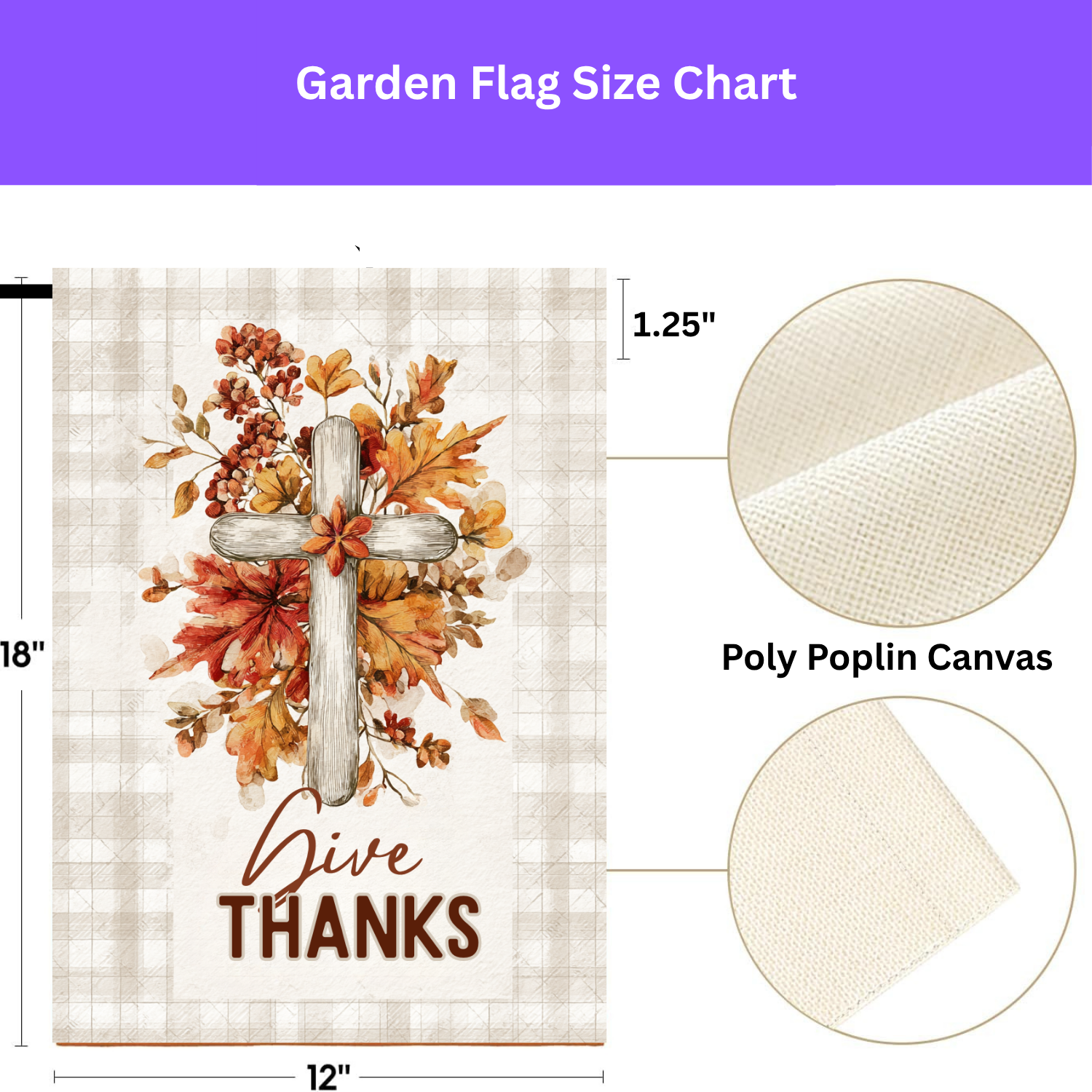 Give Thanks Wooden Cross Garden Flag - porch decor - Dragonfire Gardens