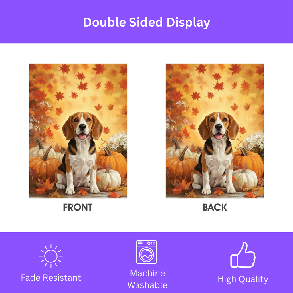 Beagle and Four Pumpkins Fall Garden Flag