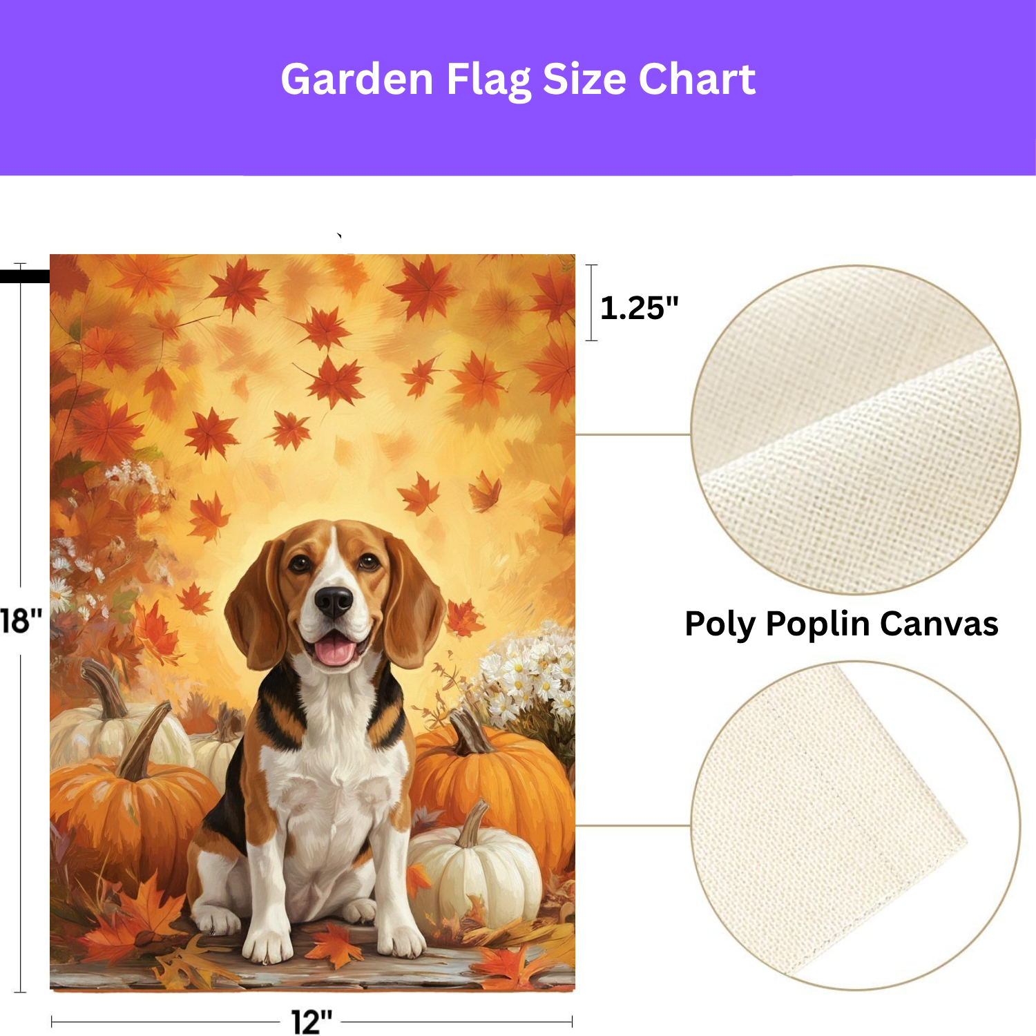Beagle and Four Pumpkins Fall Garden Flag