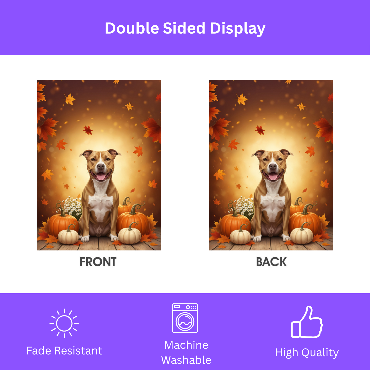 American Pitbull Terrier and Pumpkins Garden Flag - double-sided design - Dragonfire Gardens