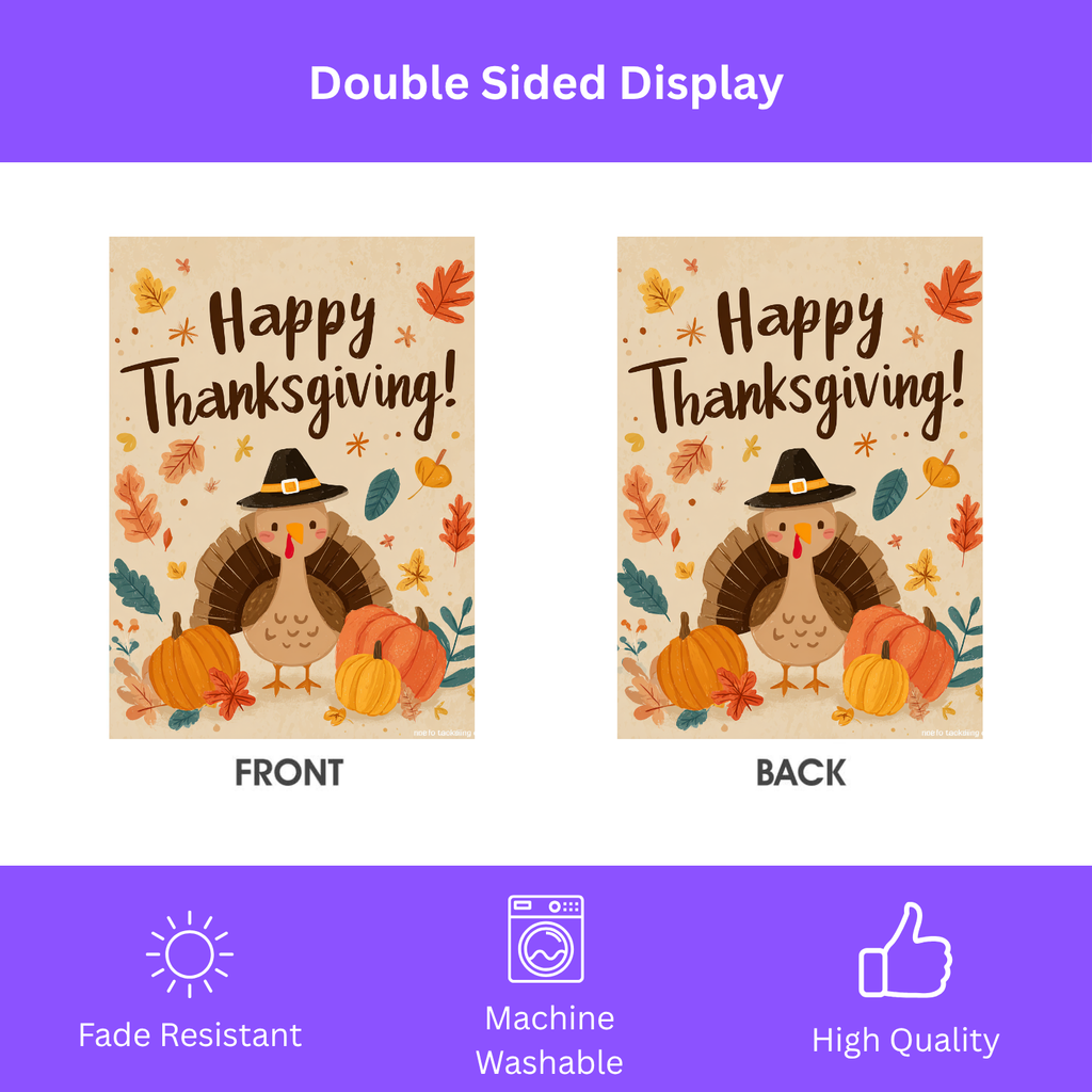 Little Turkey Happy Thanksgiving Garden Flag