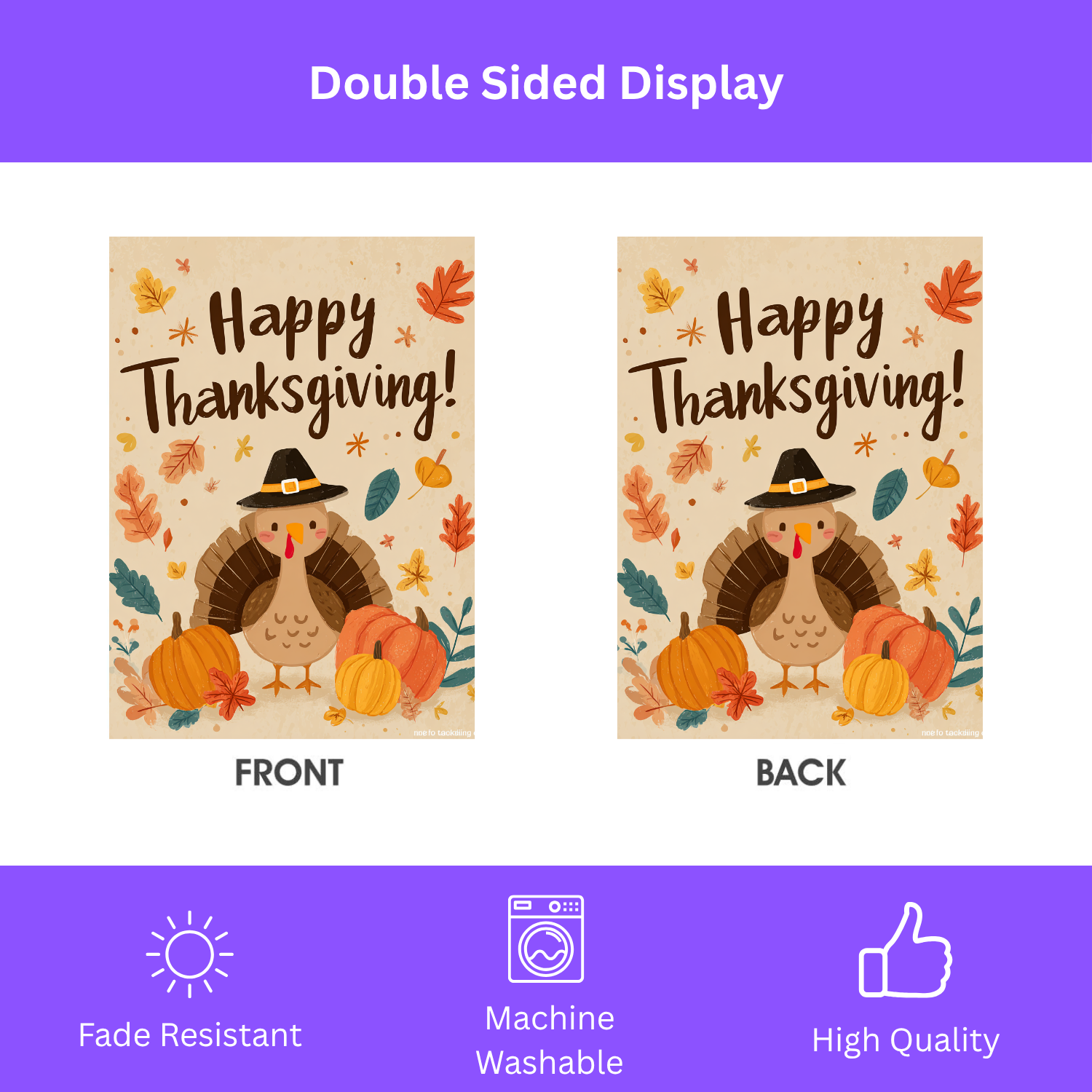 Little Turkey Happy Thanksgiving Garden Flag