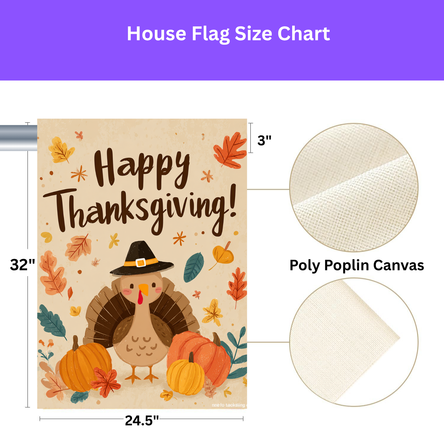 Little Turkey Happy Thanksgiving Garden Flag