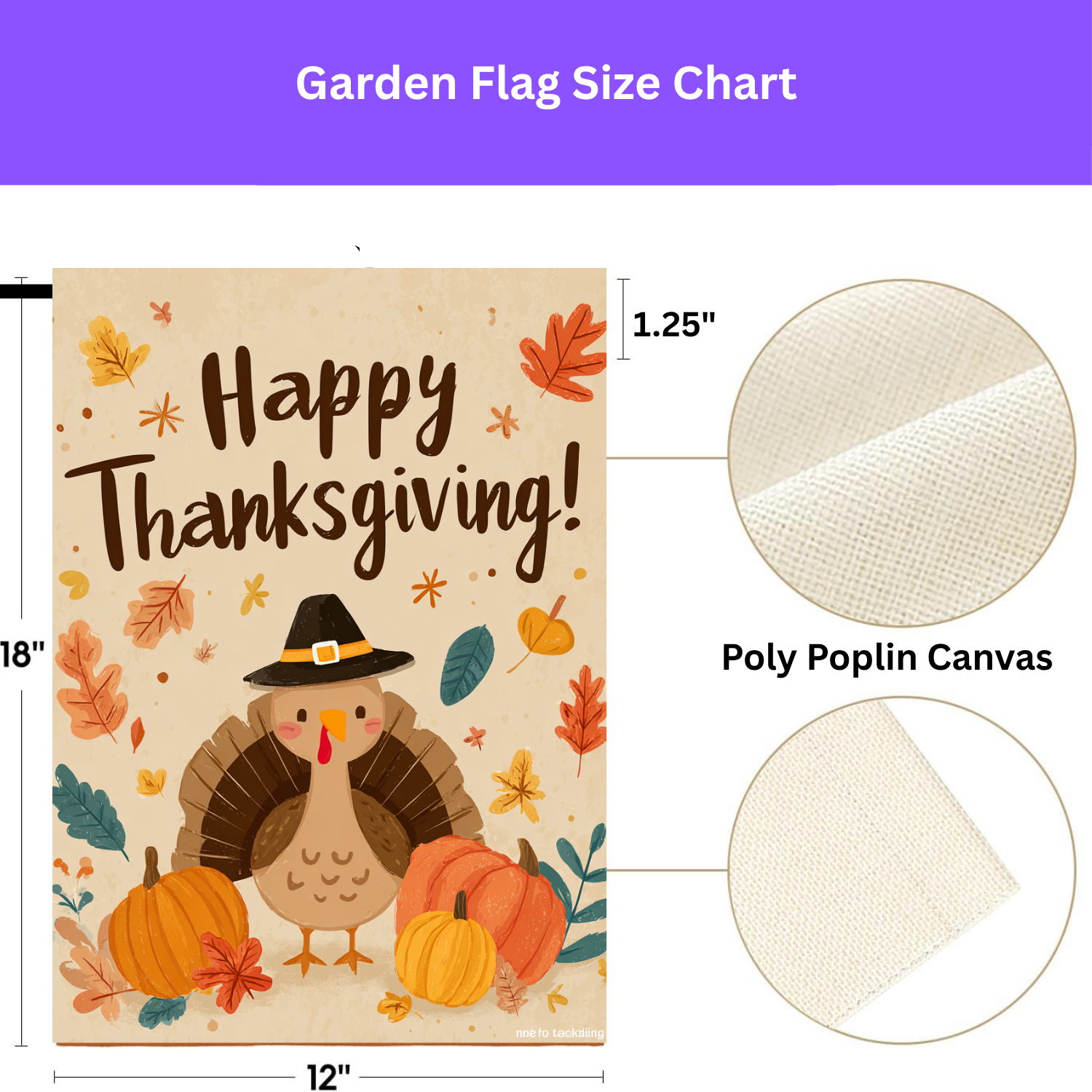Little Turkey Happy Thanksgiving Garden Flag