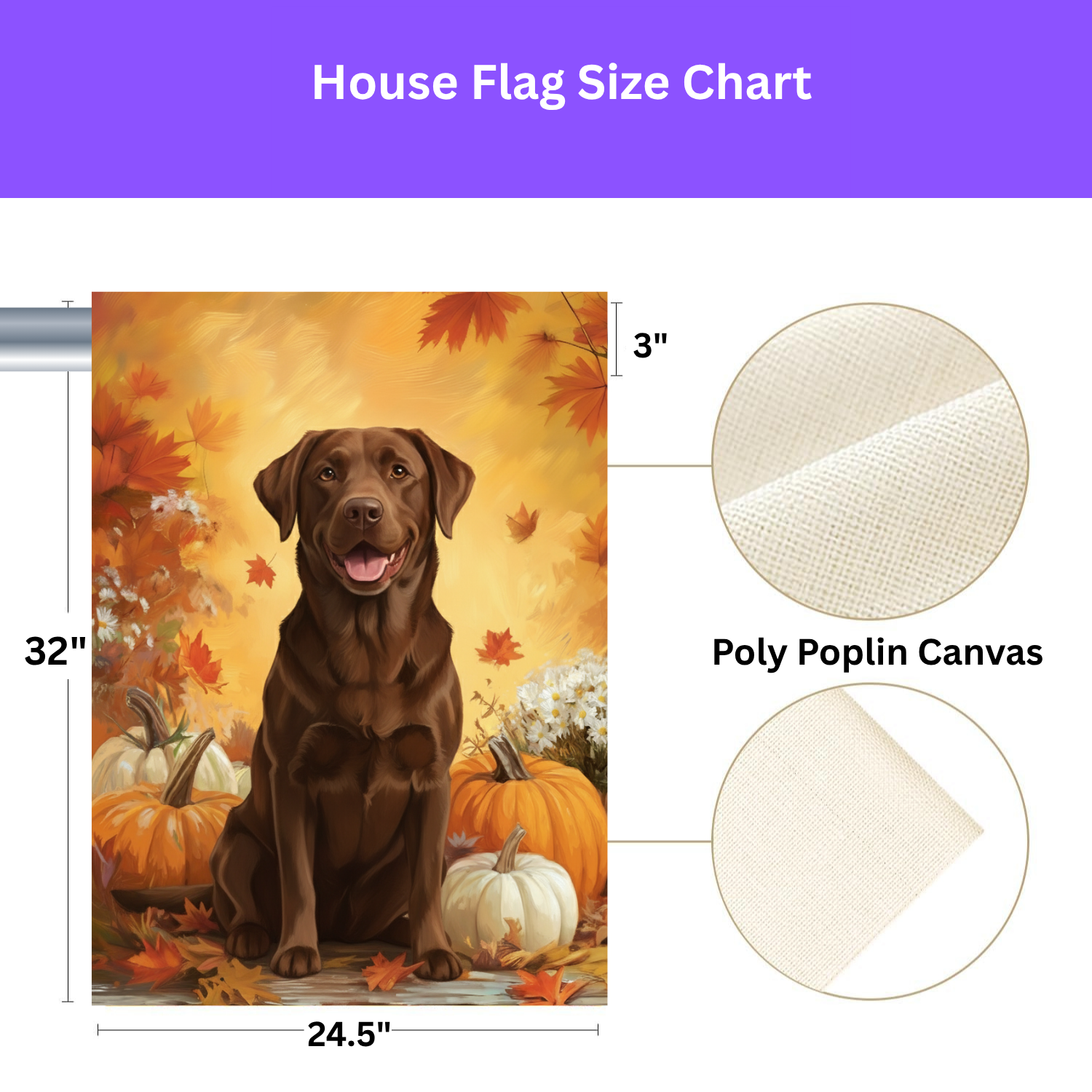 Chocolate Labrador Retriever and Pumpkins Garden Flag - yard display - Dragonfire Gardens