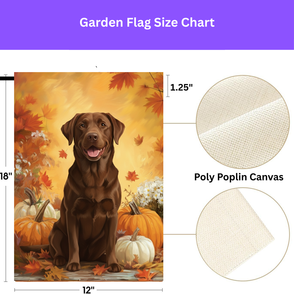 Chocolate Labrador Retriever and Pumpkins Garden Flag - porch decor - Dragonfire Gardens