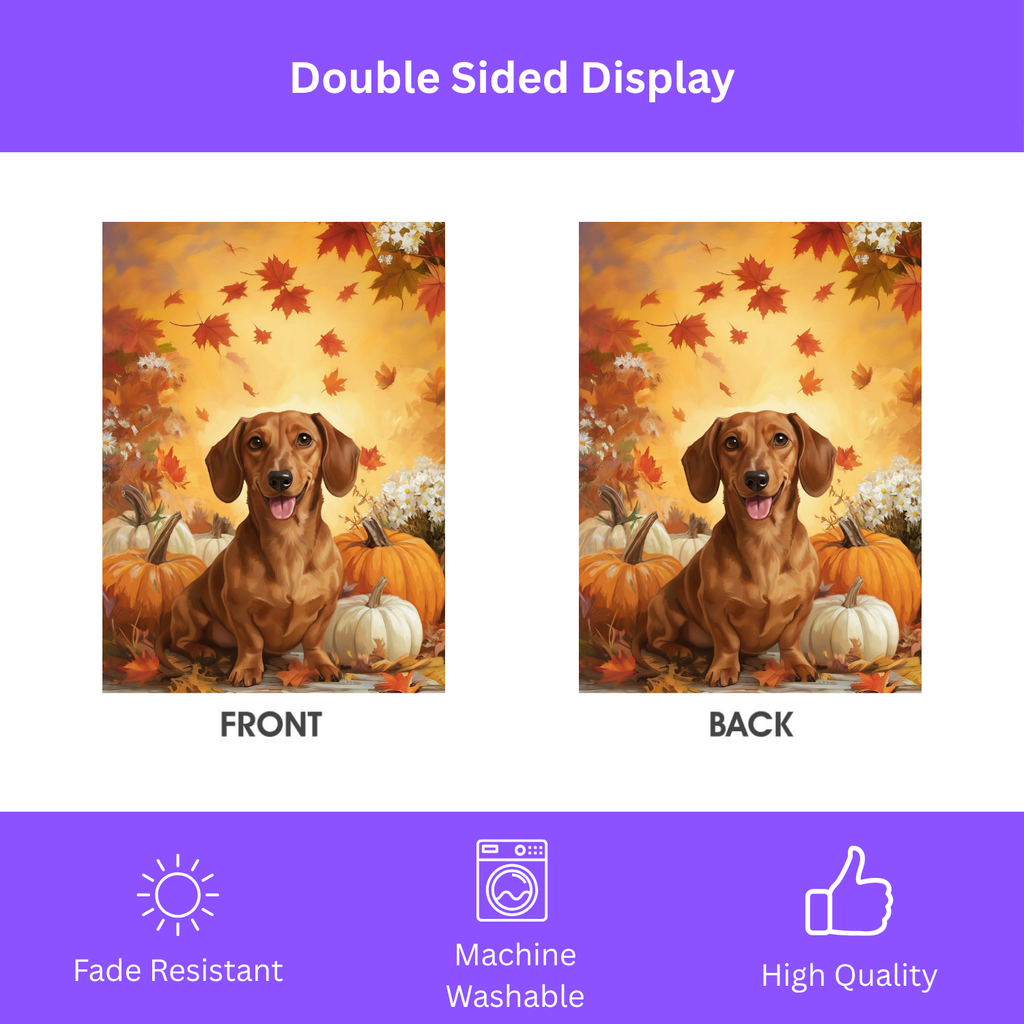 Dachshund and Pumpkins Fall Garden Flag