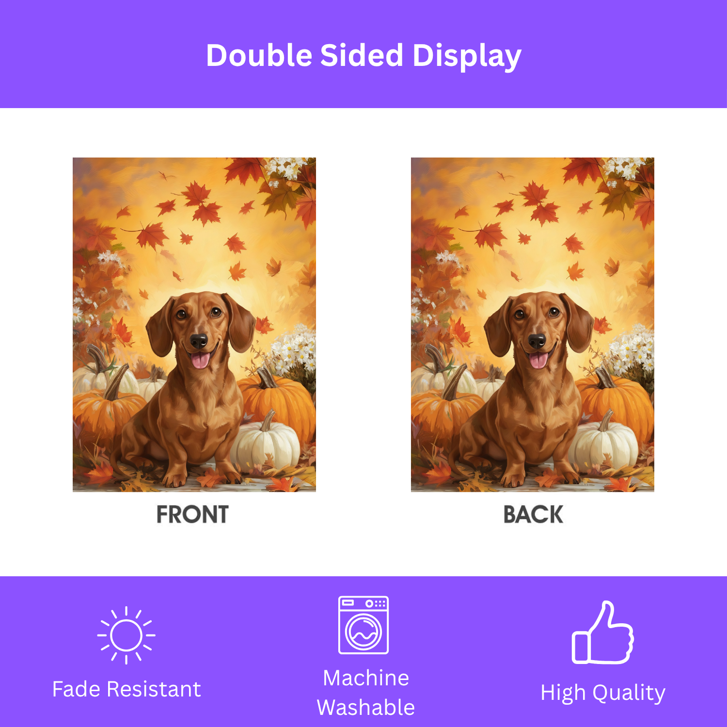 Dachshund and Pumpkins Fall Garden Flag