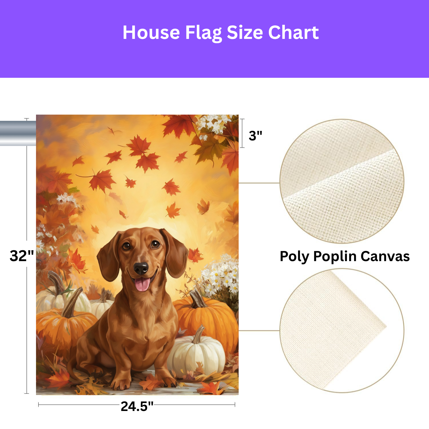 Dachshund and Pumpkins Fall Garden Flag