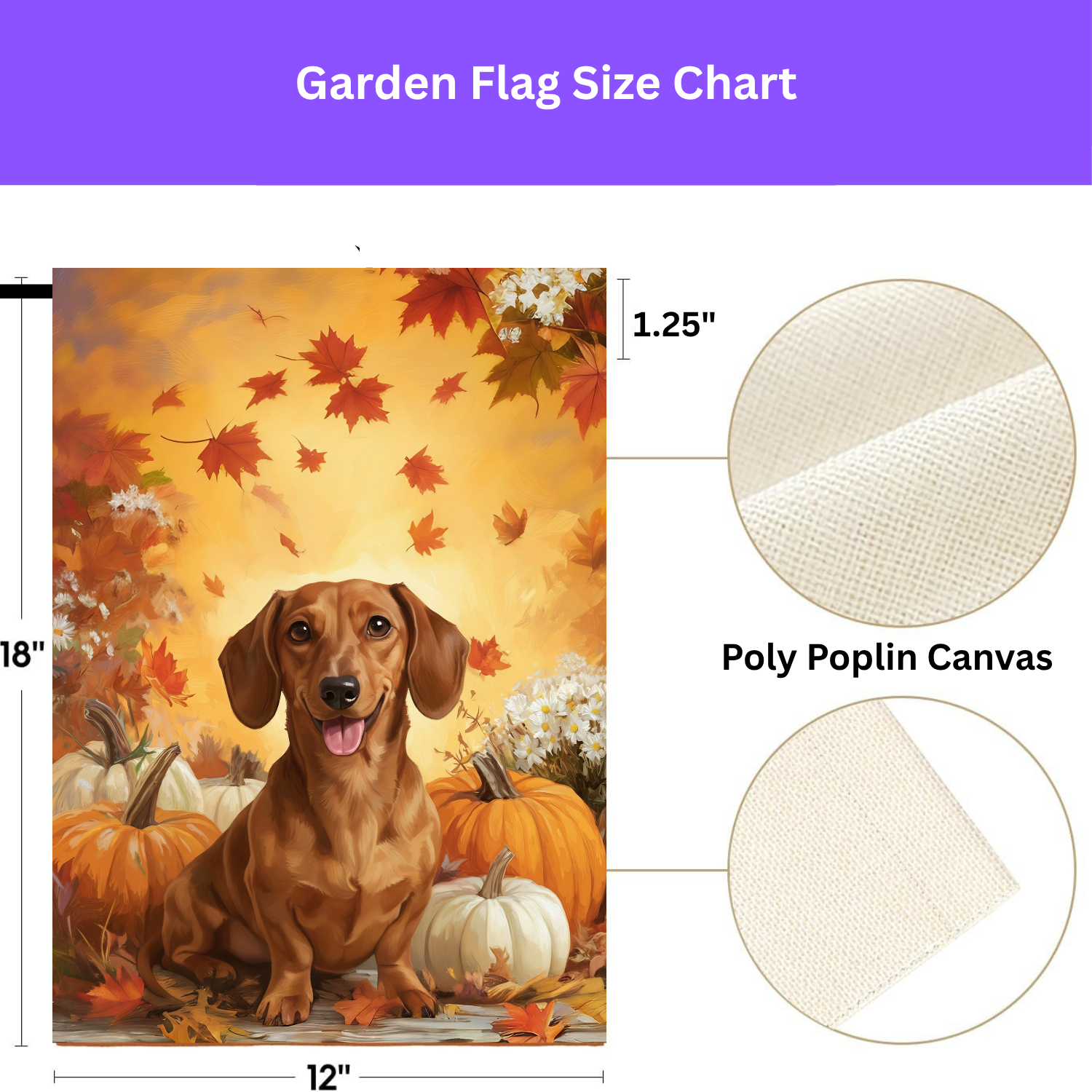 Dachshund and Pumpkins Fall Garden Flag