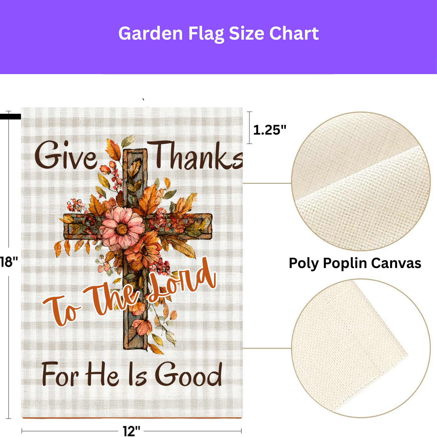 Give Thanks To The Lord, For He Is Good Thanksgiving Garden Flag - yard display - Dragonfire Gardens