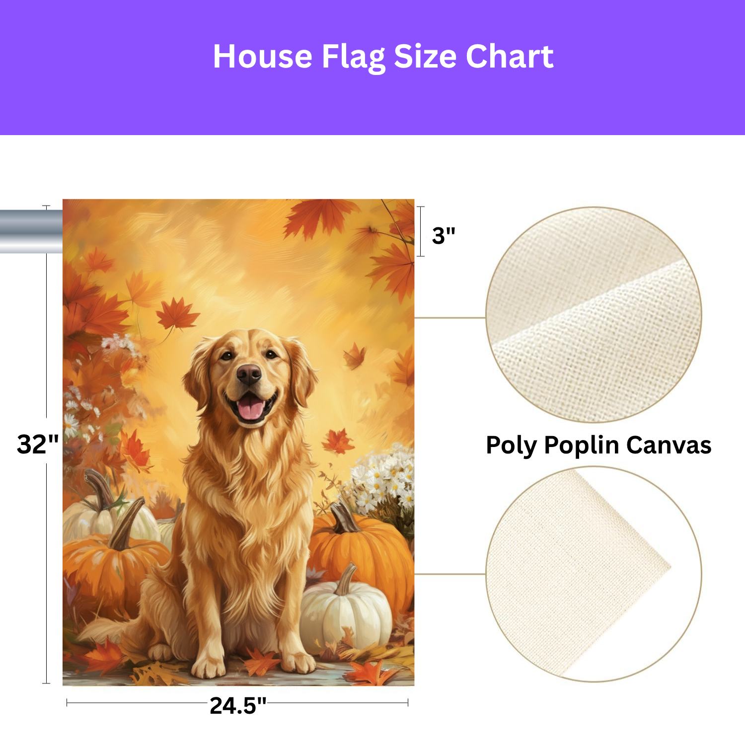 Golden Retriever and Pumpkins Fall Garden Flag - yard display - Dragonfire Gardens