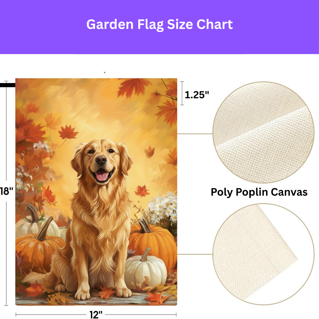 Golden Retriever and Pumpkins Fall Garden Flag - porch decor - Dragonfire Gardens